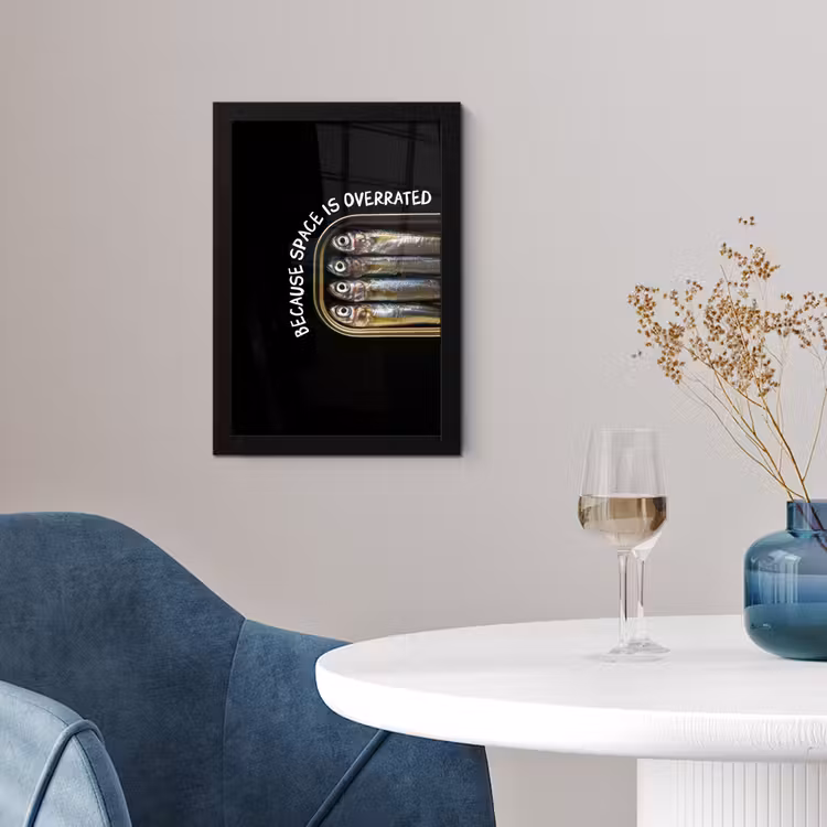 Sardines - Tekst - Vis - Blik fotolijst zwart zonder passe partout klein -sfeer4