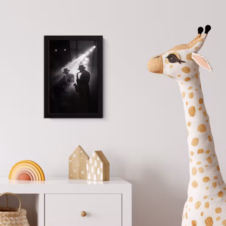 Saxofonisten - Hoeden - Rook - Licht fotolijst zwart zonder passe partout klein -usfeer4_kinderkamer