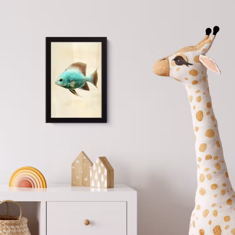 Schubben - Vis - Mint - Minimalistisch fotolijst zwart zonder passe partout klein -usfeer4_kinderkamer