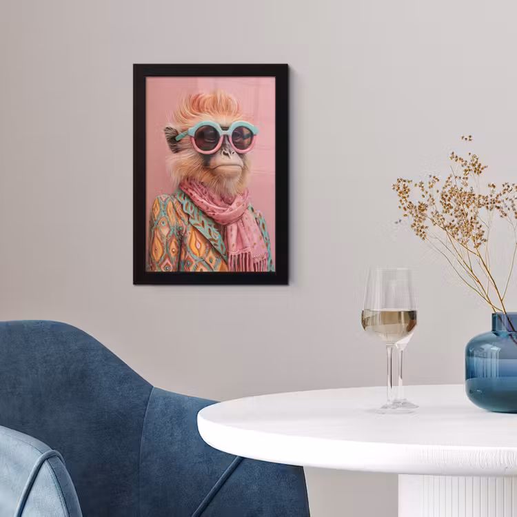 Sjaal - Aap - Zonnebril - Jasje fotolijst zwart zonder passe partout klein -sfeer4