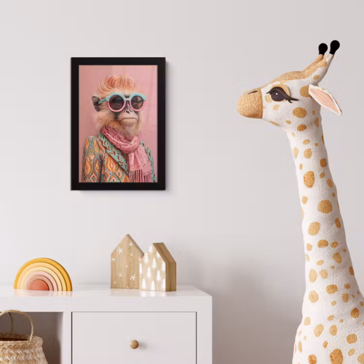 Sjaal - Aap - Zonnebril - Jasje fotolijst zwart zonder passe partout klein -usfeer4_kinderkamer