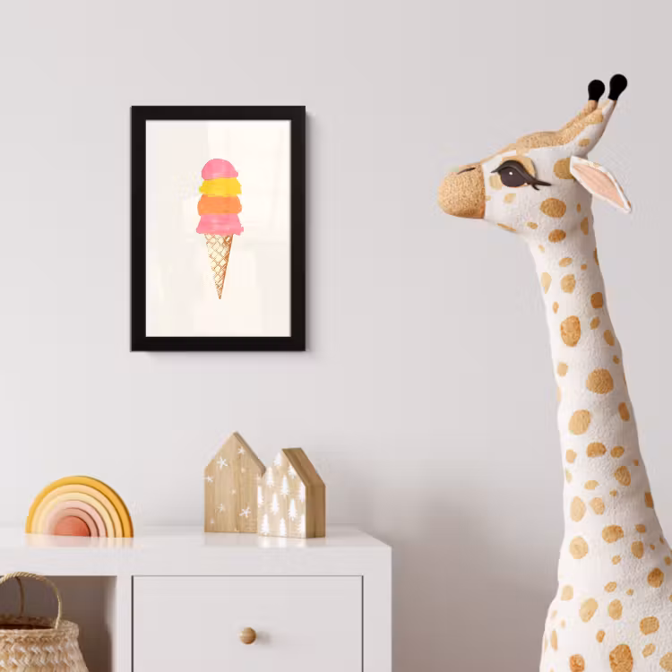 Schepijs - Hoorntje - Illustratie - Minimalistisch fotolijst zwart zonder passe partout klein -usfeer4_kinderkamer