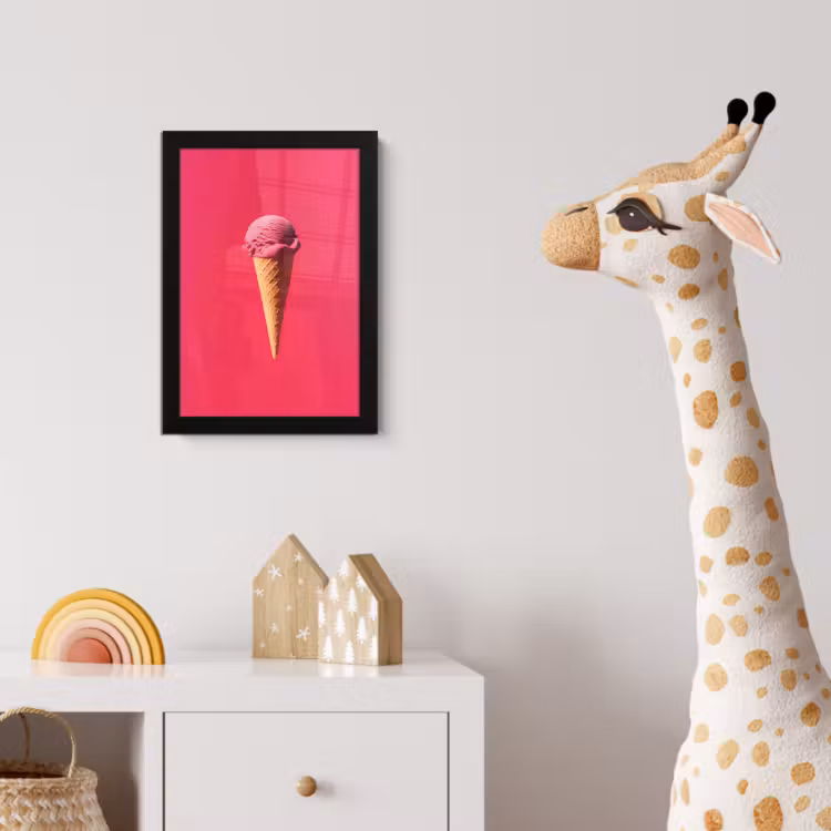 Schepijs - Roze - Hoorntje fotolijst zwart zonder passe partout klein -usfeer4_kinderkamer