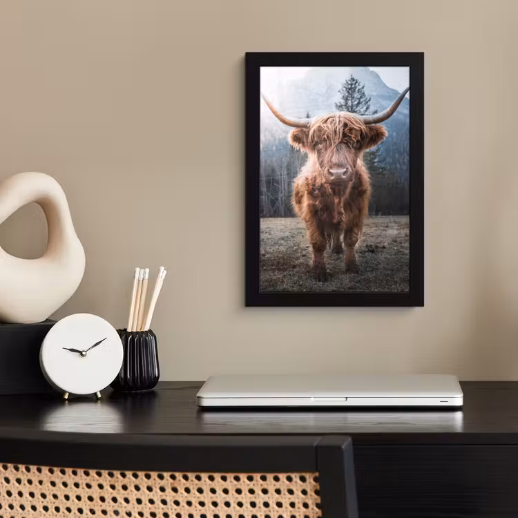 Schotse hooglander - Koe - Dieren - Berg - Natuur fotolijst zwart zonder passe partout klein -sfeer1