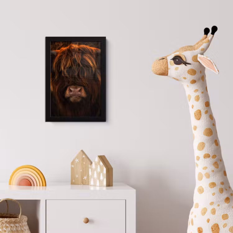Schotse Hooglander - Koe - Portret - Dieren fotolijst zwart zonder passe partout klein -usfeer4_kinderkamer