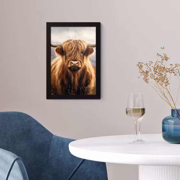 Schotse hooglander - Landschap - Dier fotolijst zwart zonder passe partout klein -sfeer4