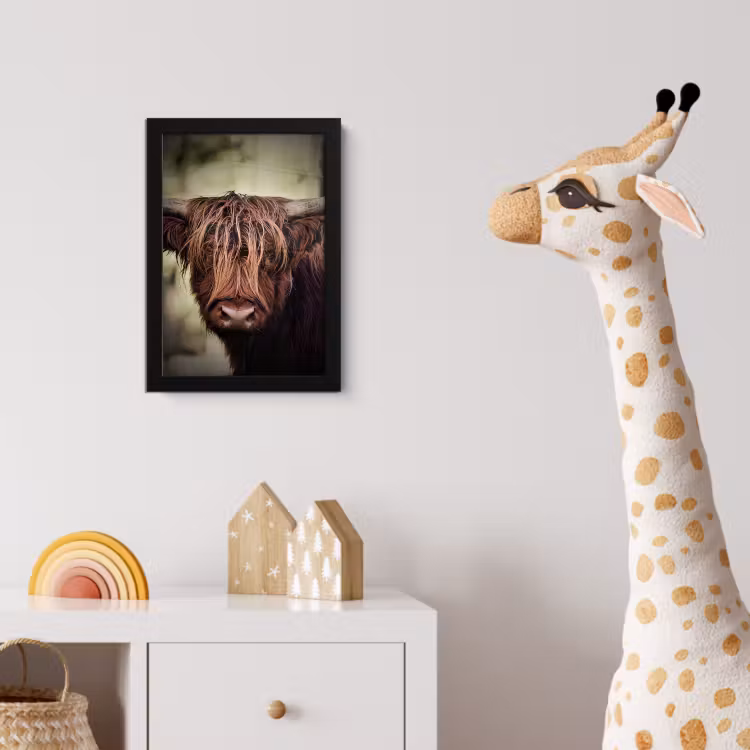Schotse hooglander - Licht - Portret - Natuur fotolijst zwart zonder passe partout klein -usfeer4_kinderkamer