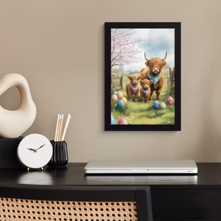 Schotsehooglanders - Paaseieren - Lente fotolijst zwart zonder passe partout klein -sfeer1
