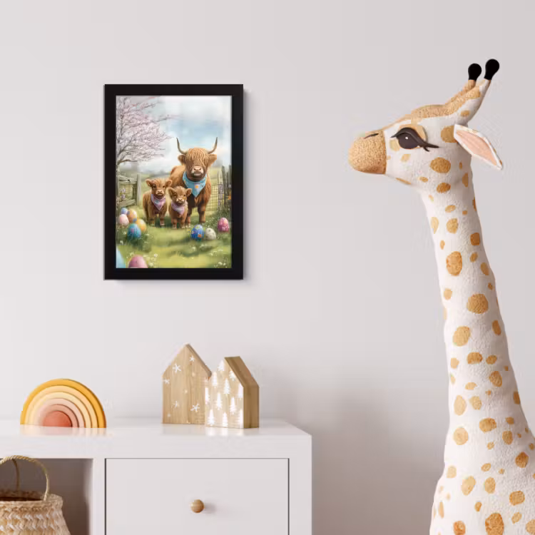 Schotsehooglanders - Paaseieren - Lente fotolijst zwart zonder passe partout klein -usfeer4_kinderkamer