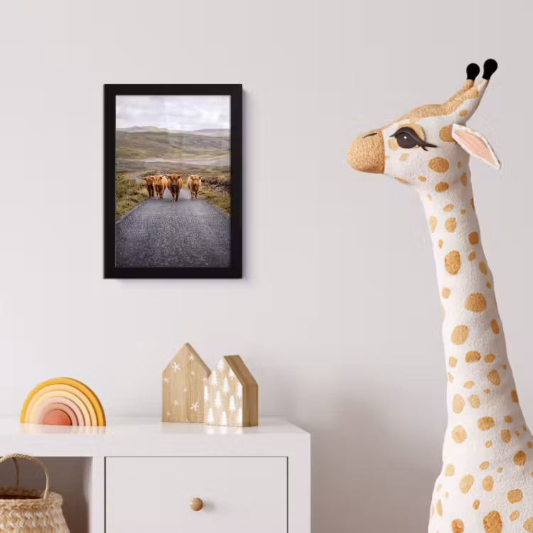 Schotse Hooglanders - Weg - Landschap - Kudde fotolijst zwart zonder passe partout klein -usfeer4_kinderkamer