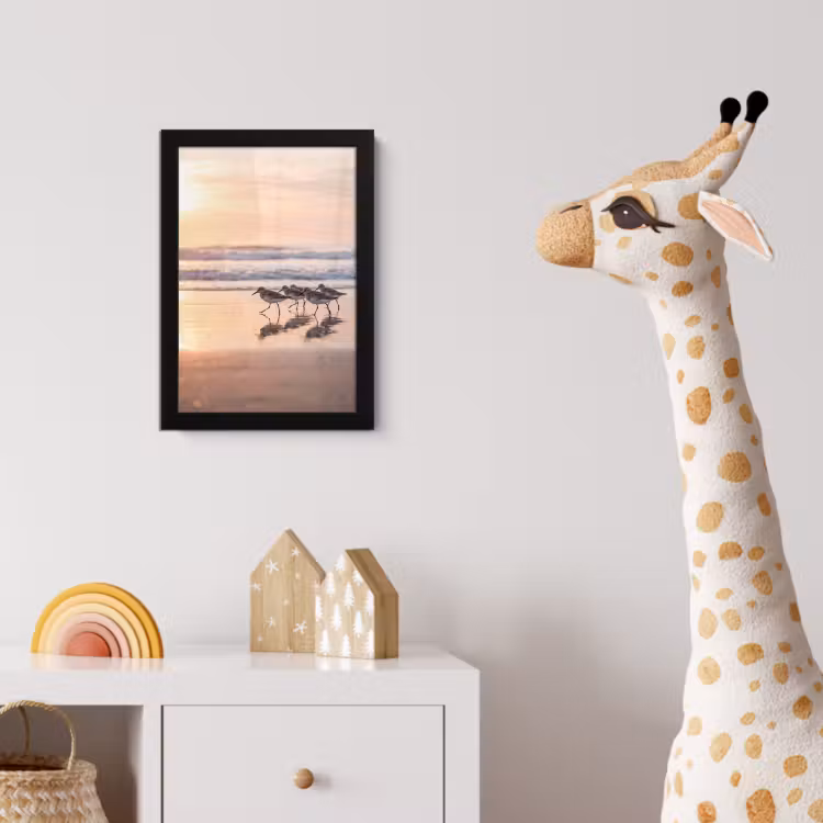 Zee - Vogels - Strand fotolijst zwart zonder passe partout klein -usfeer4_kinderkamer