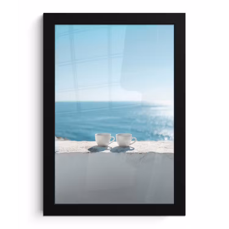 Zee - Koffiekopjes - Zomers fotolijst zwart zonder passe partout klein -3d