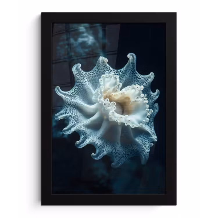 Zeewezen - Wit - Golven - Water fotolijst zwart zonder passe partout klein -3d