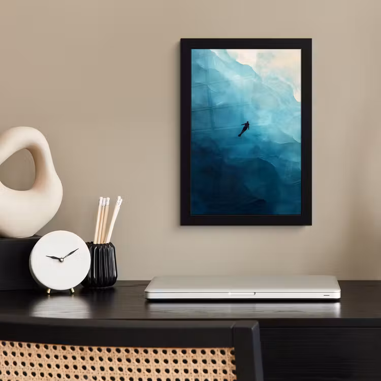 Zee - Silhouet - Abstract - Blauw fotolijst zwart zonder passe partout klein -sfeer1