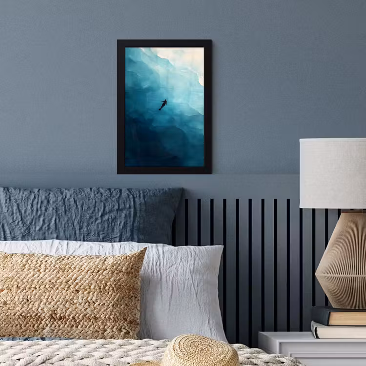Zee - Silhouet - Abstract - Blauw fotolijst zwart zonder passe partout klein -sfeer3