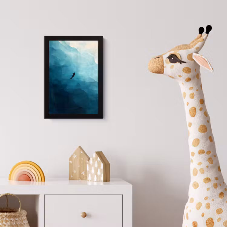 Zee - Silhouet - Abstract - Blauw fotolijst zwart zonder passe partout klein -usfeer4_kinderkamer