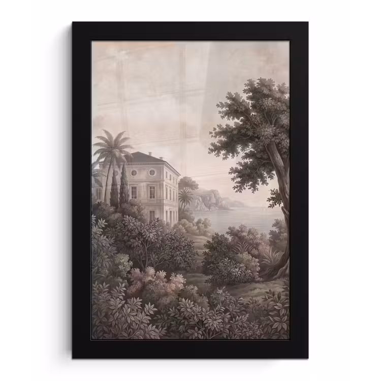 Zee - Villa - Beige fotolijst zwart zonder passe partout klein -3d