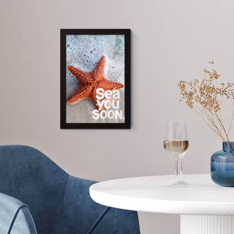 Sea you soon - Zeester - Zee fotolijst zwart zonder passe partout klein -sfeer4