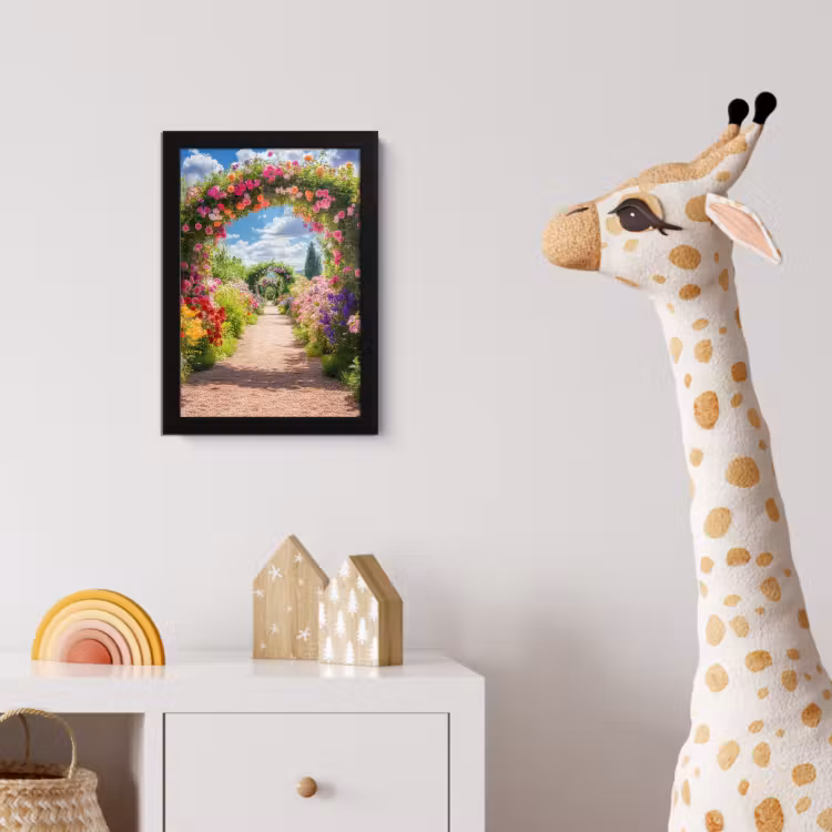 Doorkijk - Bloemen - Kleurrijk - Natuur fotolijst zwart zonder passe partout klein -usfeer4_kinderkamer