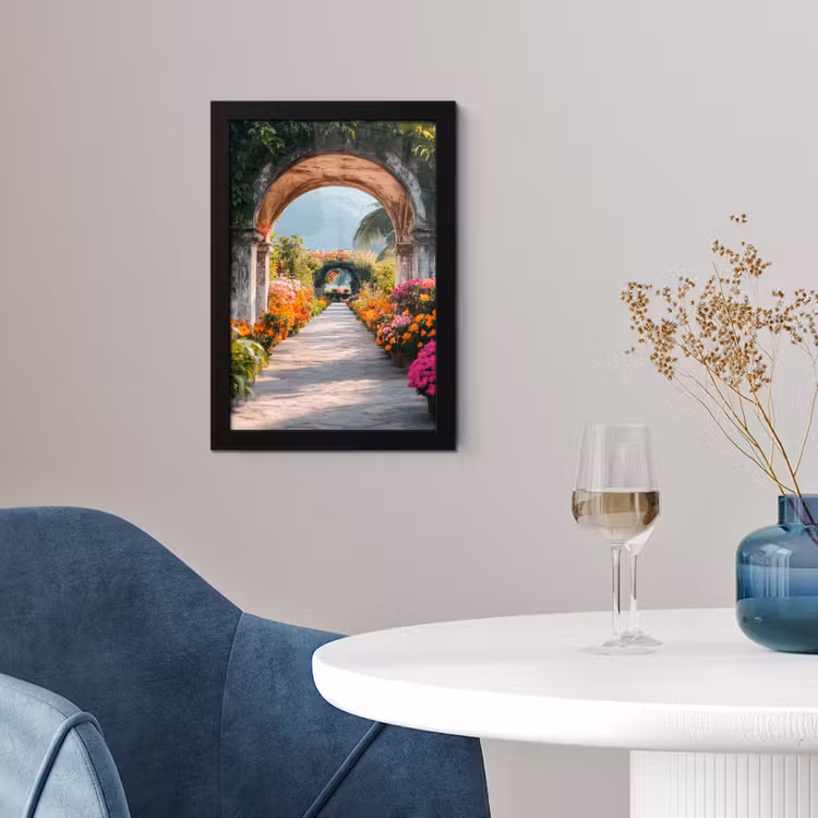 Doorkijk - Bloemen - Tropisch - Kleurrijk fotolijst zwart zonder passe partout klein -sfeer4