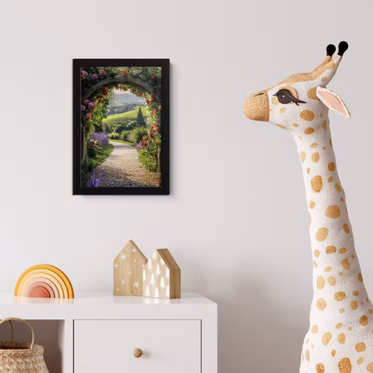 Doorkijk - Tuinboog - Bloemen - Natuur - Pad fotolijst zwart zonder passe partout klein -usfeer4_kinderkamer