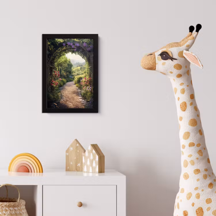 Doorkijk - Landschap - Bloemen - Tuinboog - Natuur fotolijst zwart zonder passe partout klein -usfeer4_kinderkamer