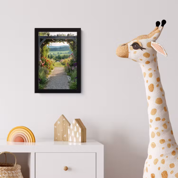 Doorkijk - Landschap - Natuur - Tuinboog - Bloemen fotolijst zwart zonder passe partout klein -usfeer4_kinderkamer