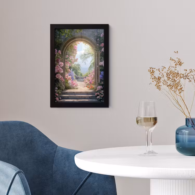 Doorkijk - Rozen - Vintage - Bloemen fotolijst zwart zonder passe partout klein -sfeer4
