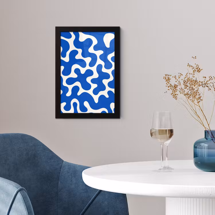 Vormen - Abstract - Blauw - Golven fotolijst zwart zonder passe partout klein -sfeer4