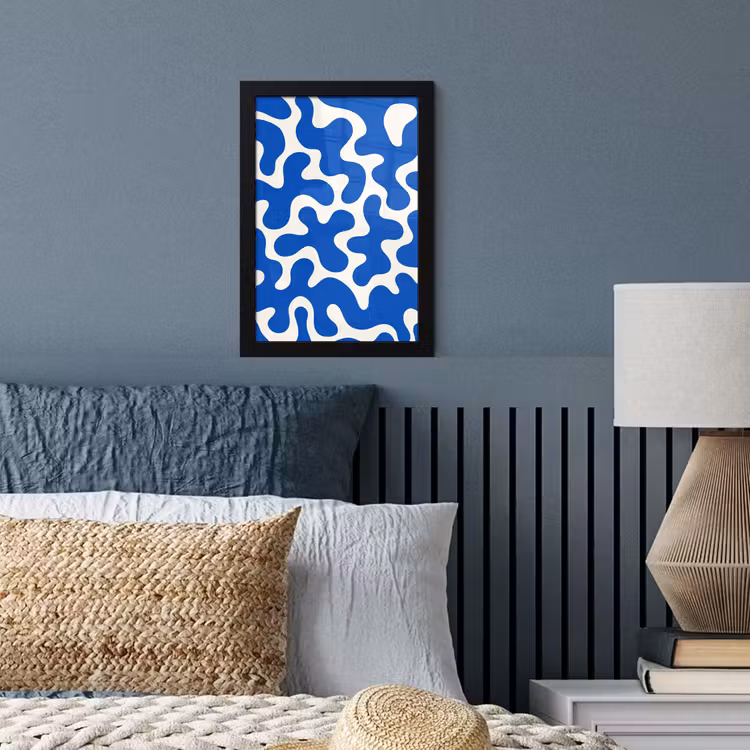 Vormen - Abstract - Blauw - Golven fotolijst zwart zonder passe partout klein -sfeer3