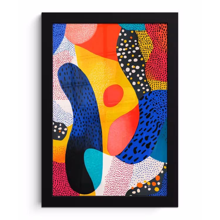 Vormen - Abstract - Stippels - Blauw fotolijst zwart zonder passe partout klein -3d