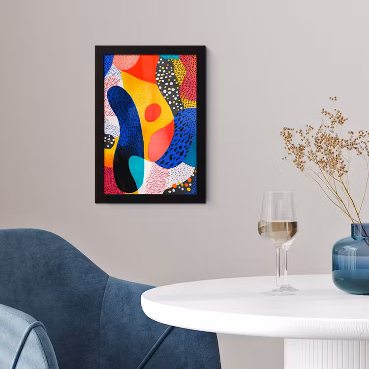 Vormen - Abstract - Stippels - Blauw fotolijst zwart zonder passe partout klein -sfeer4