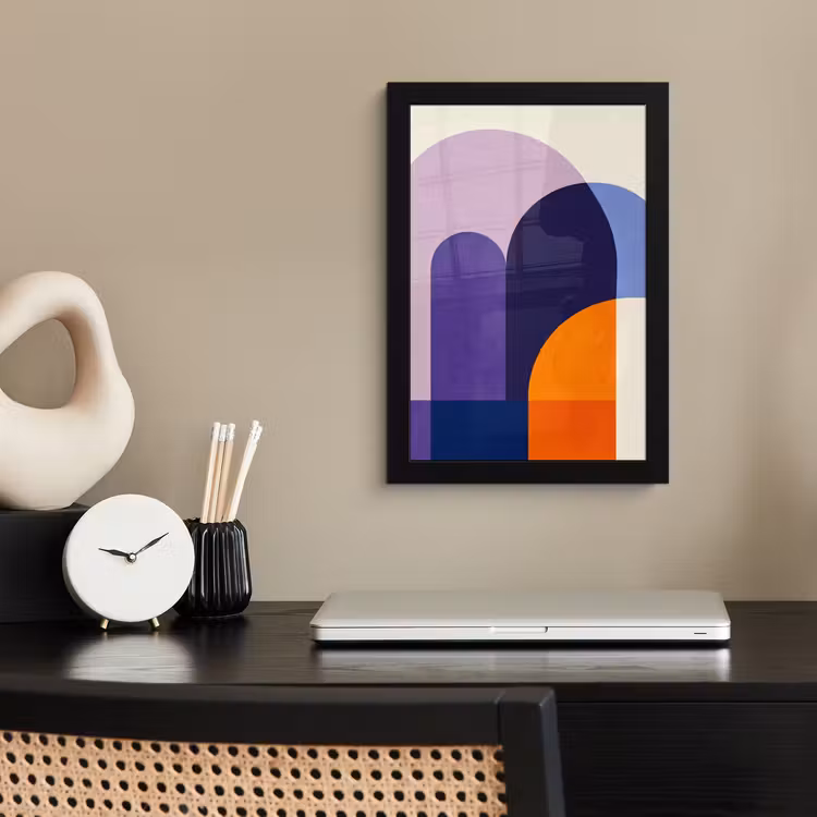 Vormen - Abstract - Grafisch - Oranje fotolijst zwart zonder passe partout klein -sfeer1