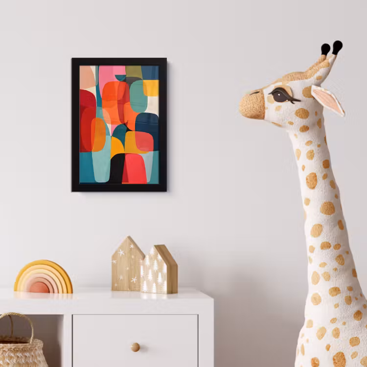 Vormen - Kleurrijk - Abstract - Vlakken fotolijst zwart zonder passe partout klein -usfeer4_kinderkamer