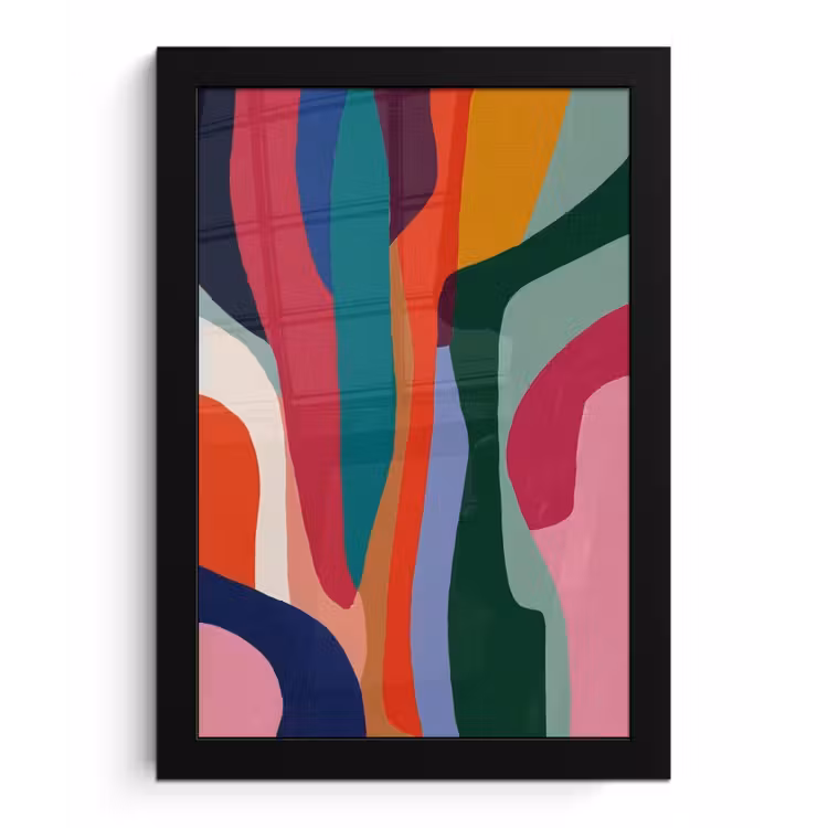 Vormen - Bochten - Kleurrijk - Abstract fotolijst zwart zonder passe partout klein -3d