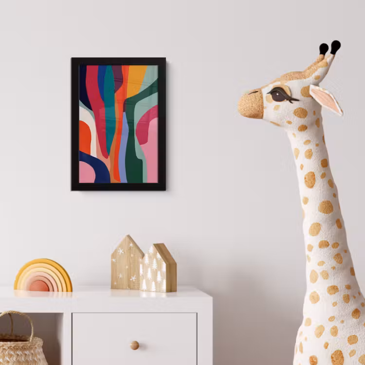 Vormen - Bochten - Kleurrijk - Abstract fotolijst zwart zonder passe partout klein -usfeer4_kinderkamer