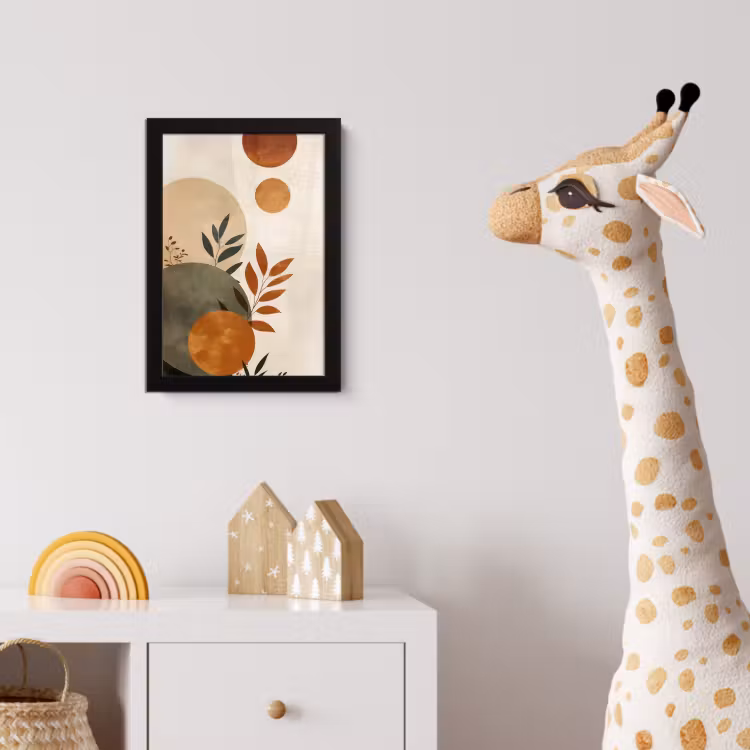 Vormen - Rond - Bladeren - Beige fotolijst zwart zonder passe partout klein -usfeer4_kinderkamer