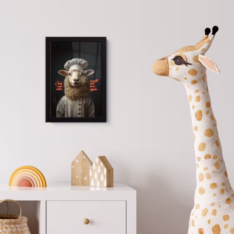 Schaap - Kokskleding - Neon - Quote fotolijst zwart zonder passe partout klein -usfeer4_kinderkamer