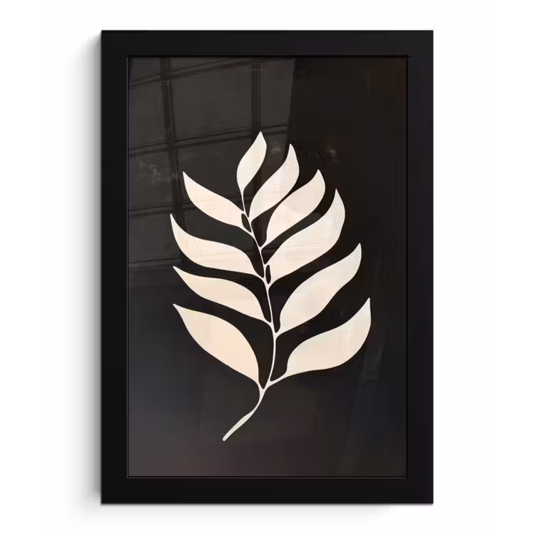 Blad - Wit - Minimalistisch fotolijst zwart zonder passe partout klein -3d