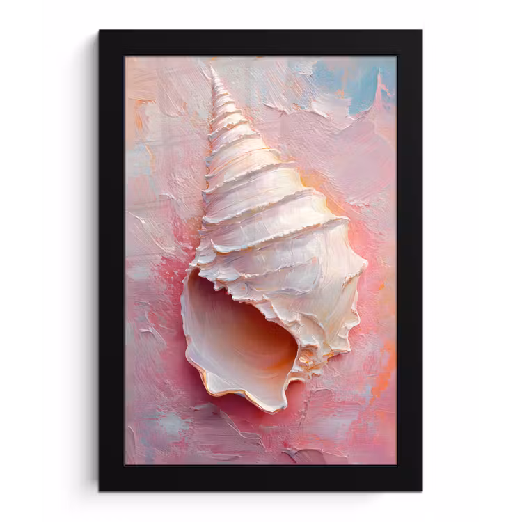 Schelp - Pastel - Pink fotolijst zwart zonder passe partout klein -3d