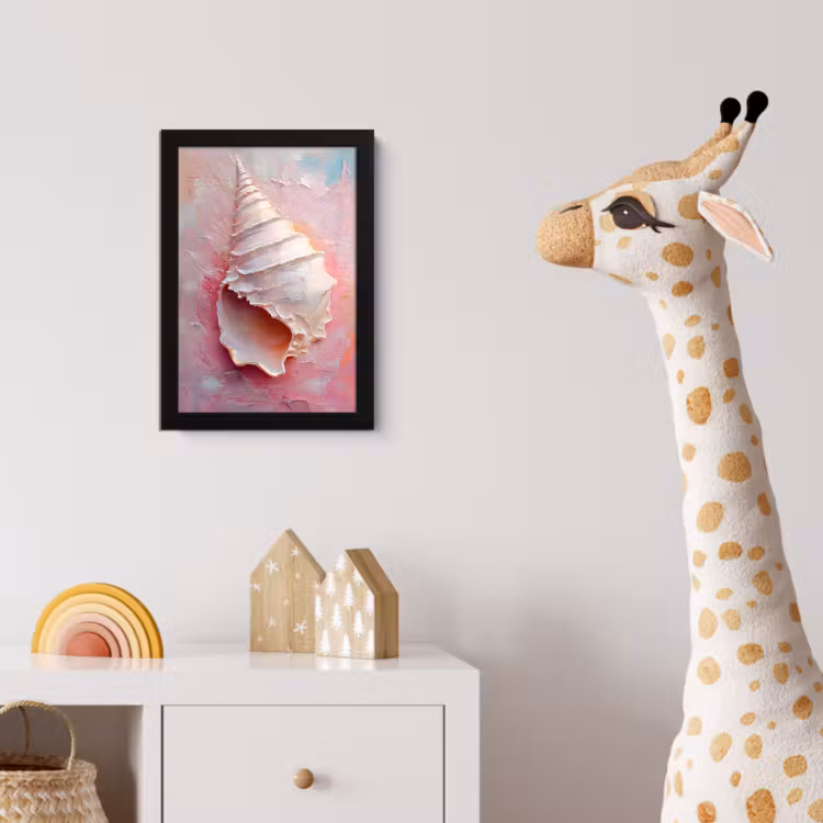 Schelp - Pastel - Pink fotolijst zwart zonder passe partout klein -usfeer4_kinderkamer