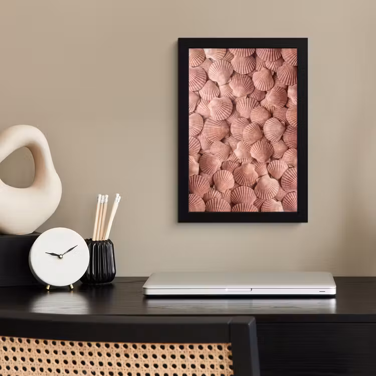 Schelpen - Patroon - Roze fotolijst zwart zonder passe partout klein -sfeer1