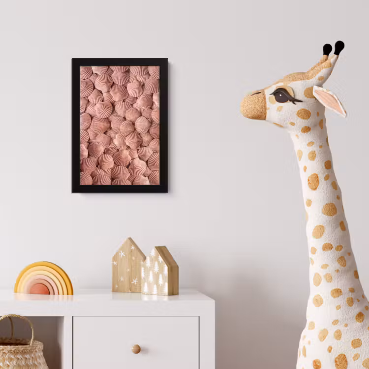 Schelpen - Patroon - Roze fotolijst zwart zonder passe partout klein -usfeer4_kinderkamer