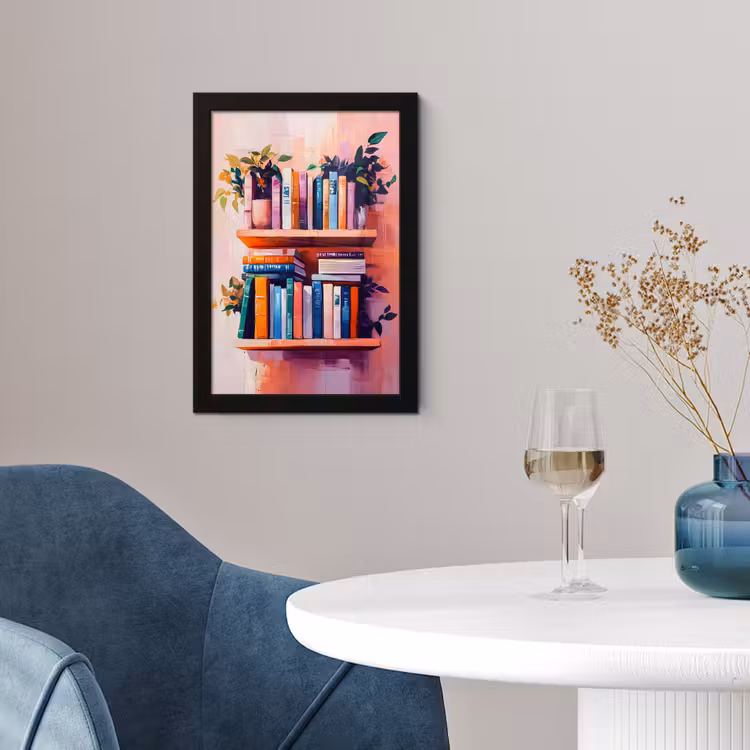 Planken - Boeken - Bladeren fotolijst zwart zonder passe partout klein -sfeer4
