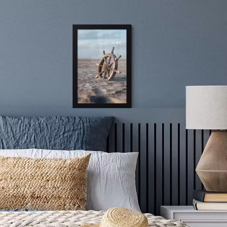 Scheepsstuur - Hout - Bruin - Zand fotolijst zwart zonder passe partout klein -sfeer3