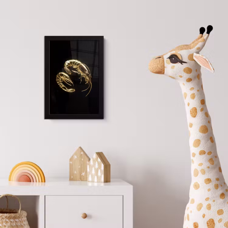 Garnalen - Zwart - Goud - Dieren fotolijst zwart zonder passe partout klein -usfeer4_kinderkamer