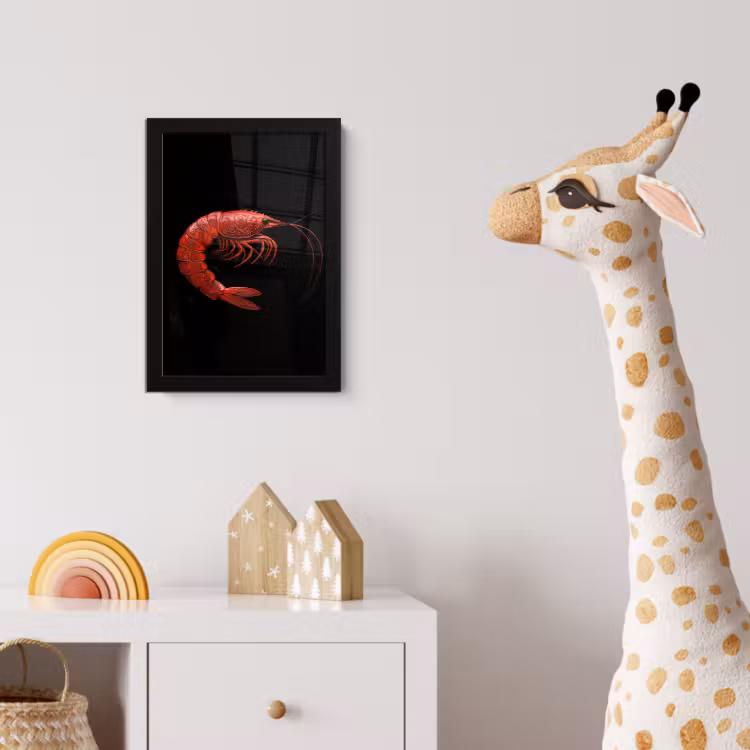 Garnaal - Rood - Dieren fotolijst zwart zonder passe partout klein -usfeer4_kinderkamer