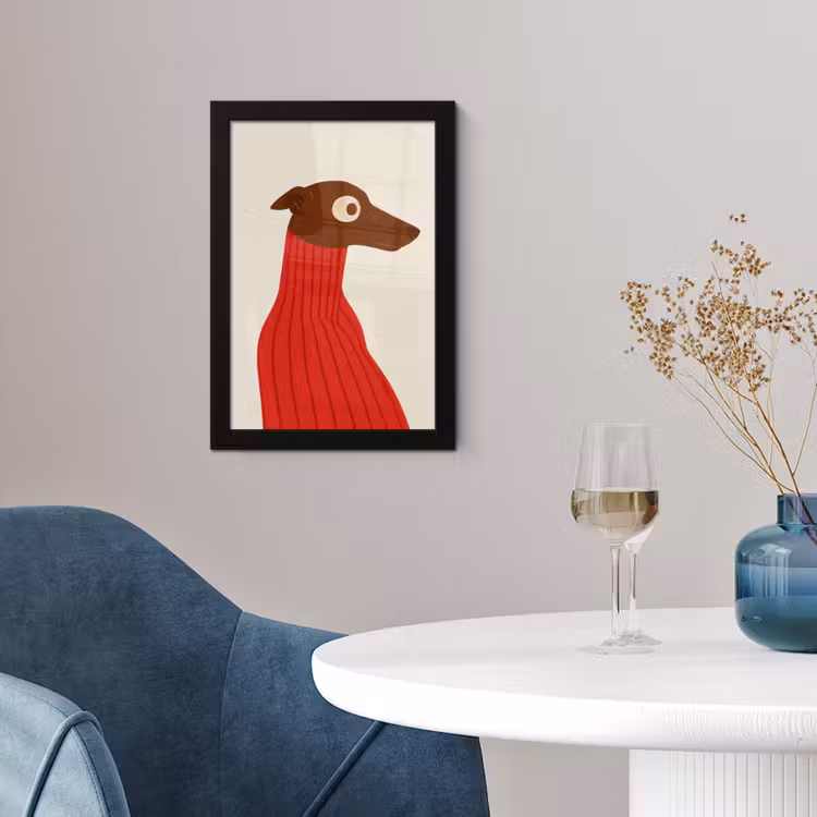 Silhouet - Hond - Trui - Rood fotolijst zwart zonder passe partout klein -sfeer4