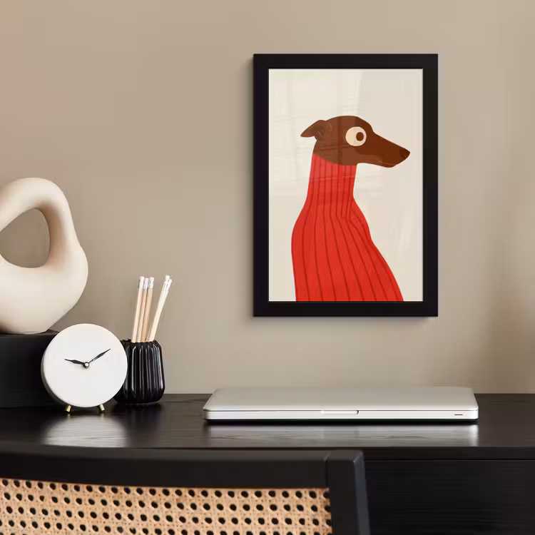 Silhouet - Hond - Trui - Rood fotolijst zwart zonder passe partout klein -sfeer1