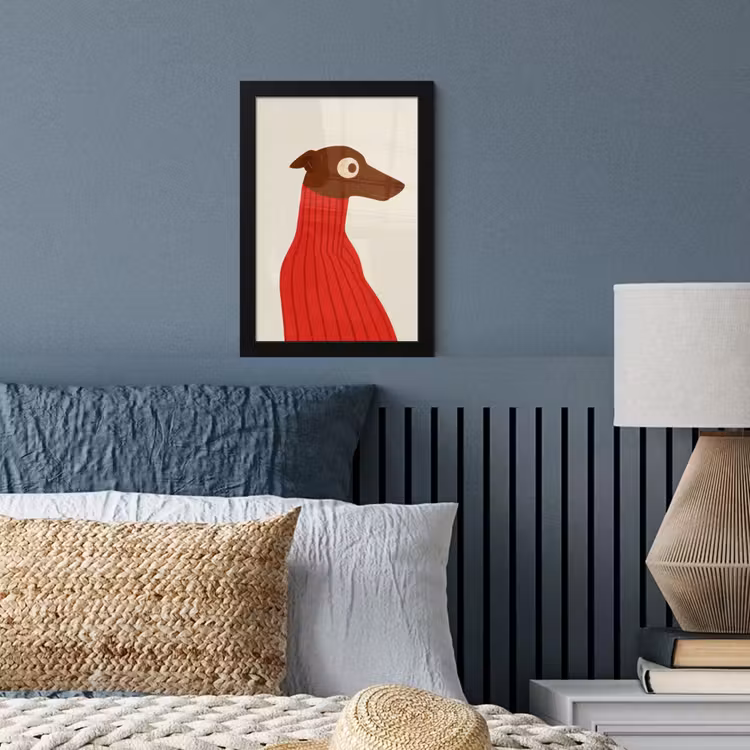 Silhouet - Hond - Trui - Rood fotolijst zwart zonder passe partout klein -sfeer3